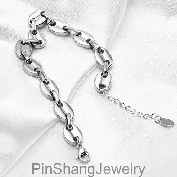 Bracelets de charme 1pc Bracelete de porco ajustável Titanium aço de chains de chapas de chapas de chapas de chapas de chapas punk jóias femininas