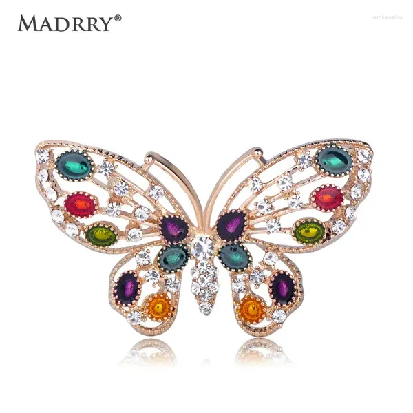 Broches madrry 1 pcs moldam borboleta belo broche de cristal para garotas femininas acessórios de vestido de festa colar