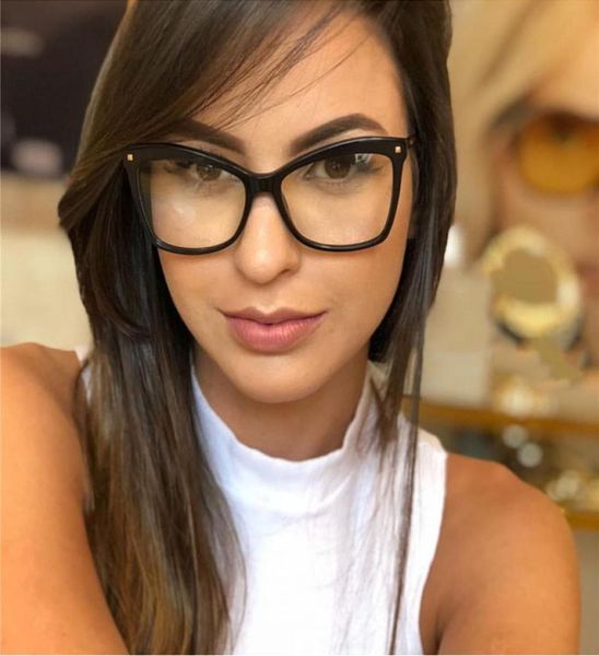 Cat Eyes Gläser Rahmen Frauen Marke Optische Brillen Rahmen Frauen klare Linsen gefälschte Brillen übergroß