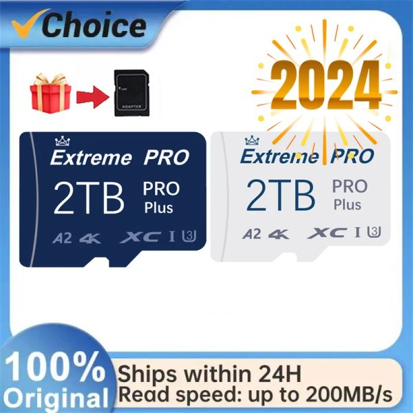 Schede 2024 Nuova scheda Micro TF SD 2TB U3 A2 Classe di memoria Classe 10 Card di memoria 1 TB Mini SD TF con adattatore per il drone della fotocamera telefonica
