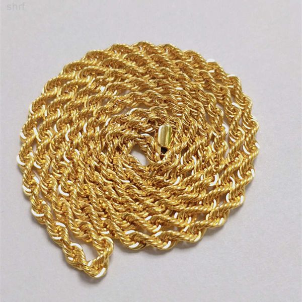 Оптовая хип -хоп подошва дизайн Italy Craft 18K Сплошные золотые цепи 3,5 мм 20 дюймов 22 дюйма 24 дюйма в канатной цепи чистого золота ожерелье мужчин
