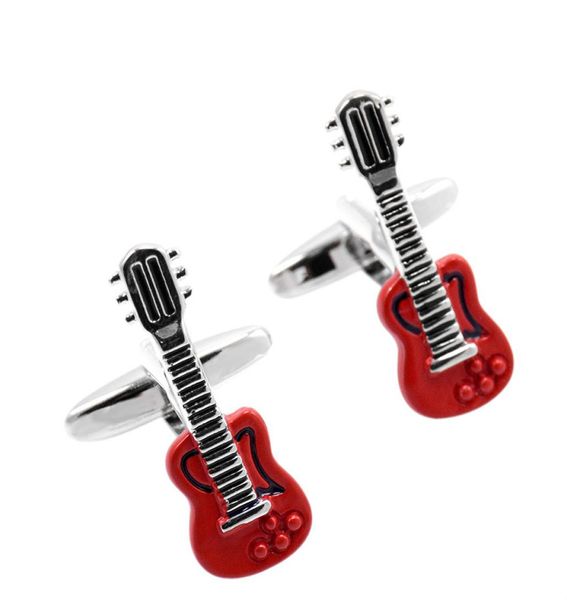 Savoyshi Cufflinks para masculino Camisa de guitarra vermelha Botões de alta qualidade Instrumentos musicais Cufflinks Marca de moda Jewelry6826146