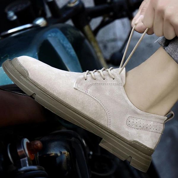 Sapatos casuais camurça mensal de couro natural homens feitos à mão