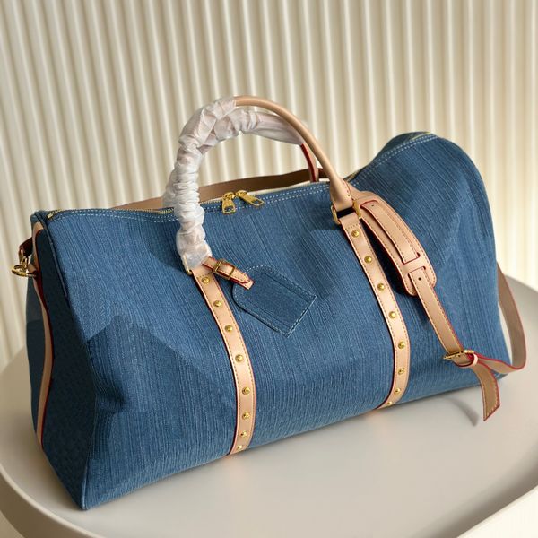 Denim Duffle Bag Reisenbeutel Gepäck Designer -Tasche Frauen Schulter Handtaschen Mode klassische Gepäckfahrt Reisen 50 cm