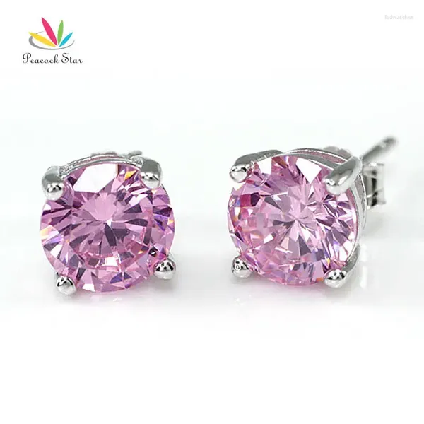 Orecchini per borchie stella pavone a 2 carati rosa cZ solido 925 gioielli in argento sterling cfe8115