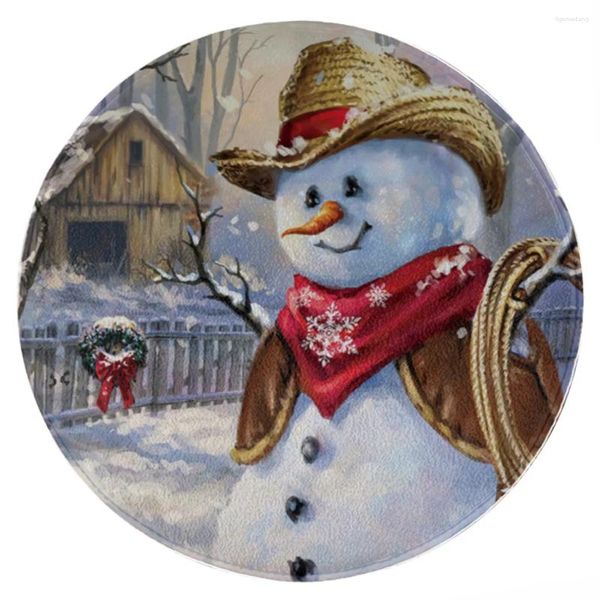 Teppiche niedlicher Snowman-Kissen-Gebiet Wohnzimmer Teppich runden Flanellspiel Nicht-Slip-Matte Teppich Kinder Dekoration