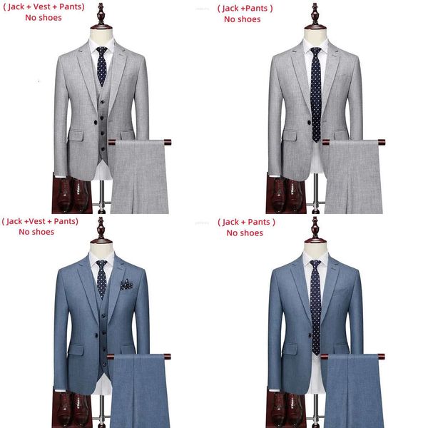 Abiti pantaloni per gilet per giacca da uomo / 2023 uomini di alta qualità Slide Slim Business Business Wedding Dress Blue Grey Grey Tuxedo casual di fascia alta -End