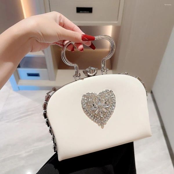 Borsa da sera Shinny Rhinny Shinny Shinny per donne designer amore cuori motivi per banchetto frizione feste di matrimonio borsetta femminile 2024