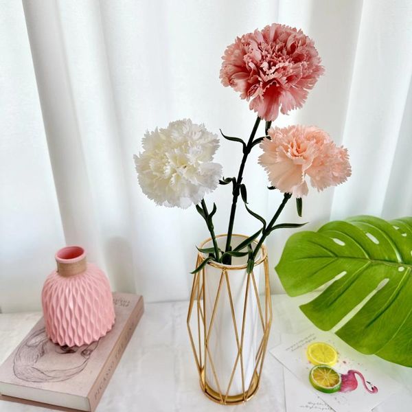 Fiori decorativi simulato fiore di garofano singolo arredamento per la casa decorazione pografia oggetti di scena per la festa della mamma doni delle donne