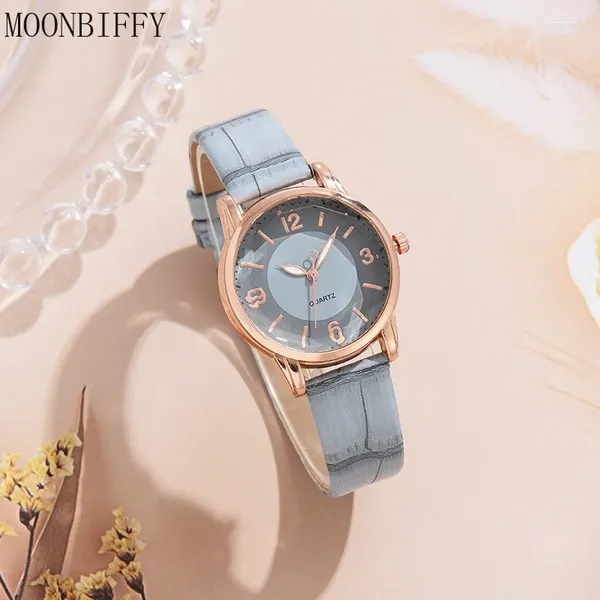 Armbanduhr Fashion Casual Women Watches Relogio PU Leder Dual Color Dial Ladies Quarz Uhr Einfaches Armbanduhr