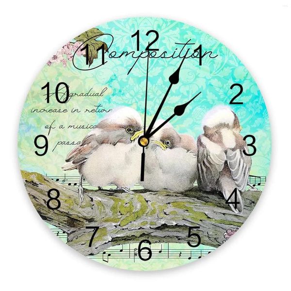 Orologi da parete illustrazione gradiente retrò orologio da letto per uccelli grandi cucina moderna da pranzo rotonda soggiorno orologio