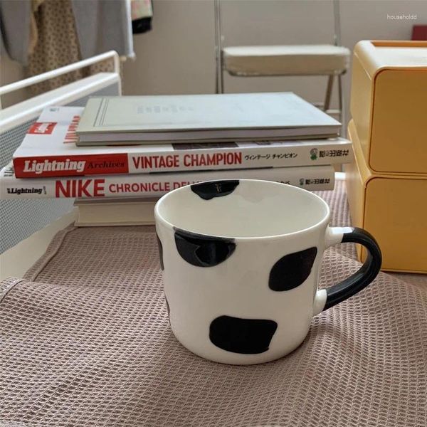 Tassen weißer Kuh Keramik Kaffeetasse Frühstück Trinken Milch Tee Wohnzimmer Tasse Paar Geschenke süß kreativ mit Griff