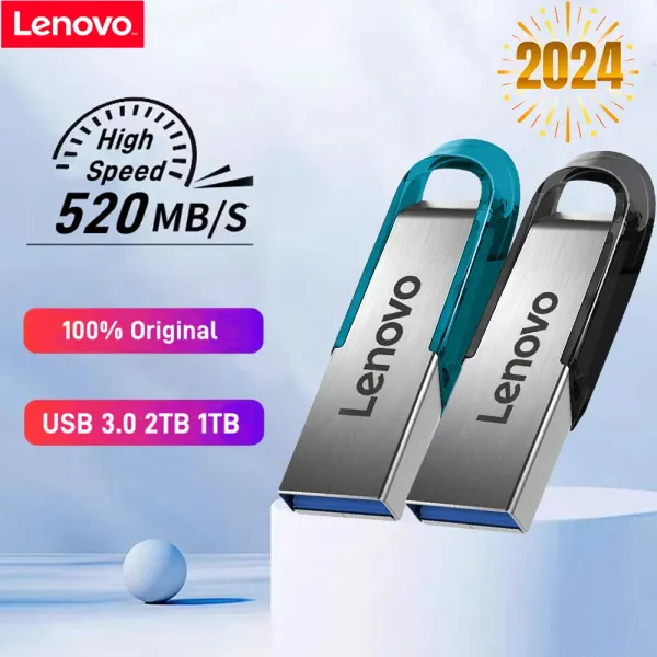 Adapter Lenovo USB 3.0 Flash -Laufwerk Hochgeschwindigkeit 2 TB 1 TB 512 GB 256 GB OTG -Stiftantrieb 128 GB Tragbares Speichergerät wasserdicht U Stick für PC