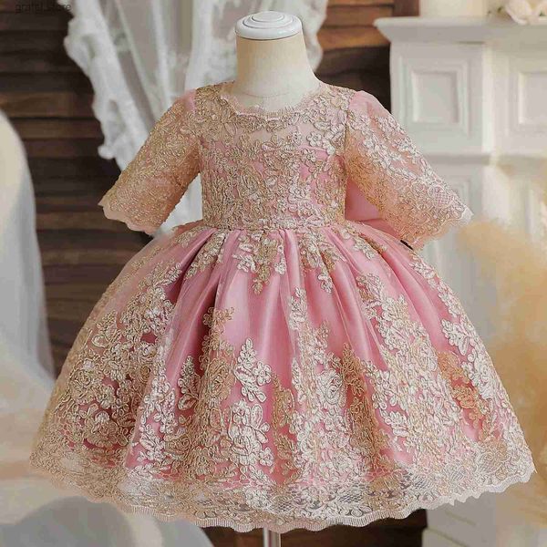 Mädchenkleider Baby Weihnachtskleid für Mädchen Kleinkind Kinder Langarm Spitze 1. Geburtstag Kleidung Kleine Mädchen Tutu Prinzessin Hochzeitsfeierkleid