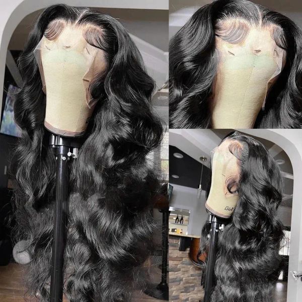 Парики бразильская плата 250 плотность волны тела 13x4 HD кружевное парик 30 -дюймовый рыхлый волна 360 кружевные фронтальные парики моделирование человеческих волос Pre Pluc