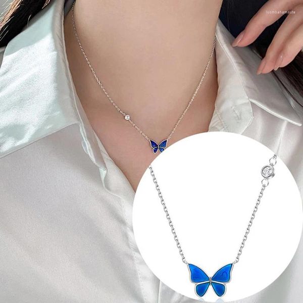 Collane a sospensione 1pc Mood Butterfly Collana Temperatura Controllo Colore Cambia gioielli in acciaio inossidabile Donne