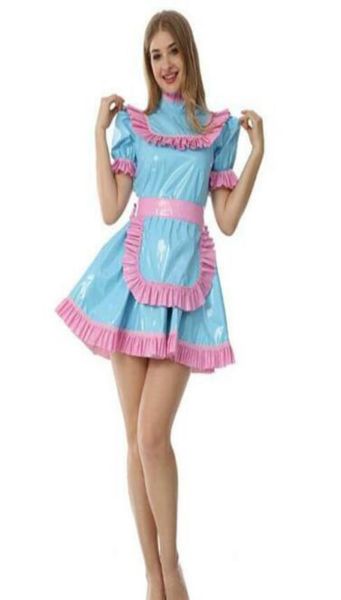 PVC Francês Maid Doce Sissy Aline Dress Cosplay Costume Tailormade6433484