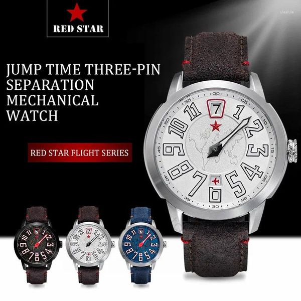 Redes de pulso Red Star 1963 Movimento de gaivota automático Mechanical Watch One Hands Sapphire Luminous Clock China Pilotos de aviação