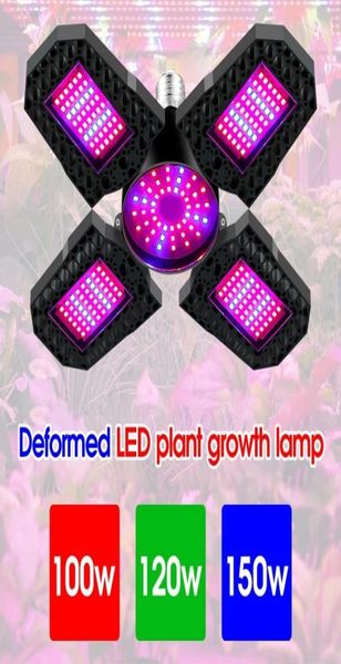 100W 120W 150W LAMPAGGIO PIANTA LED LAMPIONE E27 DEFORMAZIONE Piegatura Grow Light 4 Foglie rosso Spettro blu Phytolamp8931318