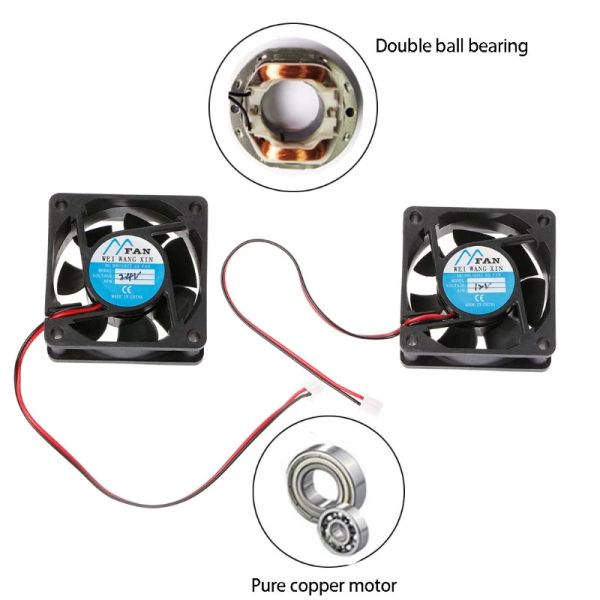 Pads 60x60x25mm Lüfter 6025 12V 24 V für DC bürstenlosen Computerkühlungslüfter 3200 U / min USB 2 Pin -Hülle PC -Computer für Fall