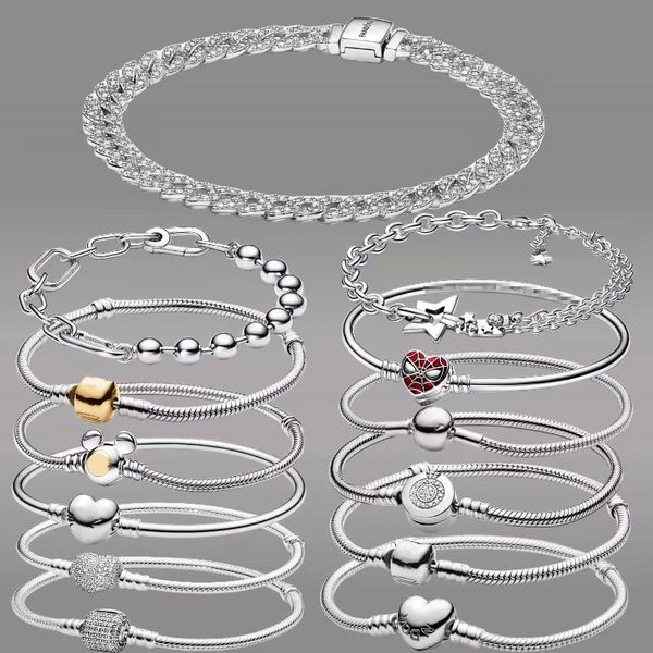 taglia da 16-21 cm Designer Charms Bracelet for Women 925 Silver Classic Chain fai-da-te Fit Pandoras Spiders Crown Luxury Bracciale di alta qualità Regalo di gioielli con scatola all'ingrosso