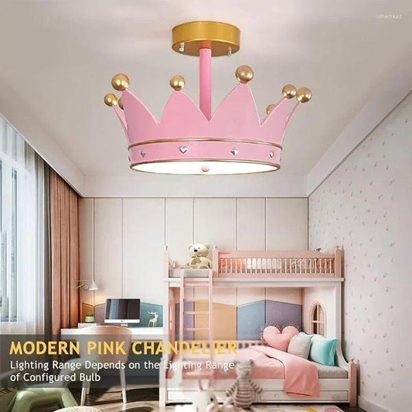 Deckenleuchten Sandyha warme romantische rosa Kronhäuser LED LED LAMP für Schlafzimmer Kinderzimmer Nordische Innenkanäle Dekorakion Armaturen