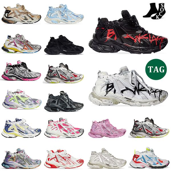 Lüks Marka Tasarımcı Spor Ayakkabı Koşucuları 7.0 7.5 Günlük Ayakkabı Platformu Tüm Siyah Beyaz Bej Pembe Çok Molor Balecigs Eğitmenler Kadın Erkek Tenis Ayakkabıları İzler
