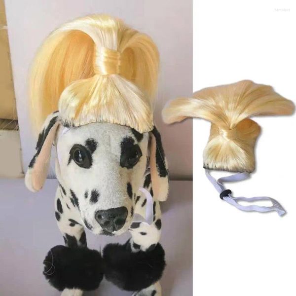 Dog Apparel Cat peruca ajustável Chapete de animais de estimação Costume de cosplay Conjunto para cães gatos reutilizáveis elástica banda acessórios de cabelo de cruzamento