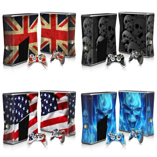 Design do crânio Joysticks para o adesivo Xbox 360 Slim para Xbox 360 Slim Vinyl Adtenhor para Xbox360 Slim Skin Stick e 2 controlador adesivo