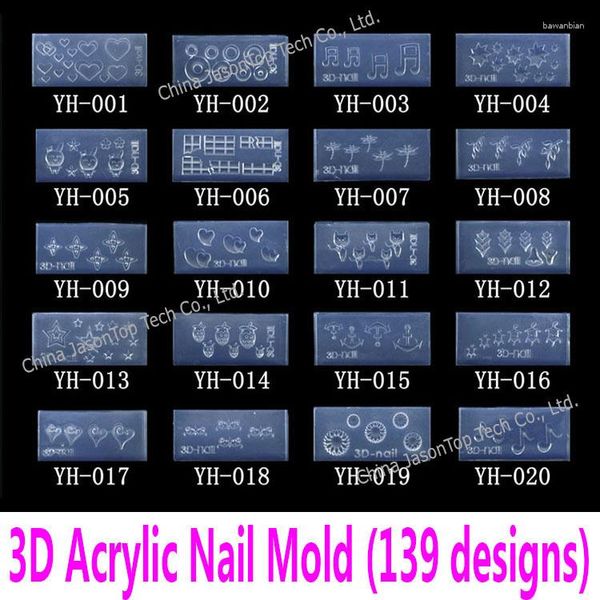 Modelli di nail art all'ingrosso- Modello acrilico 3D stampo intagliato in 139 disegni decorazioni decorazioni morbide in gel di silicio morbido