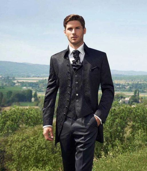 Tuxedos 2016 Custom gemachtes neues Design Schwarzer Bräutigam Tuxedos Groomsmen Männer Hochzeit Tuxedos Dinner -Promanzüge (Jacke+Hosen+Weste+Krawatte) G1592