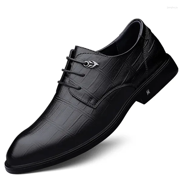 Lässige Schuhe männliche Business-Kleid-Schuh Schnürung hochwertiger Erwachsener Mann Echtes Leder Oxfords Hochzeitsschuhe große Größe 36-47