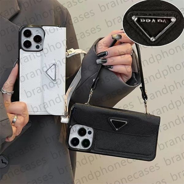 Für iPhone 15 14 Pro Case Luxury -Telefon -Hülle Designer iPhone Hülle für iPhone 13 14 12 15 Pro Max 15 Plus Case -Kartenhalter Brand Dreieck P Handtasche Hülle