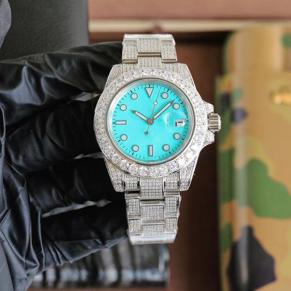 Lüks Mens Watch Diamond Watch Otomatik Mekanik Hareket İzle Elmas Çerçevesi ve Strip 42mm Safir Kristal Aydınlık Montre De Luxe Fashion 10A Watch