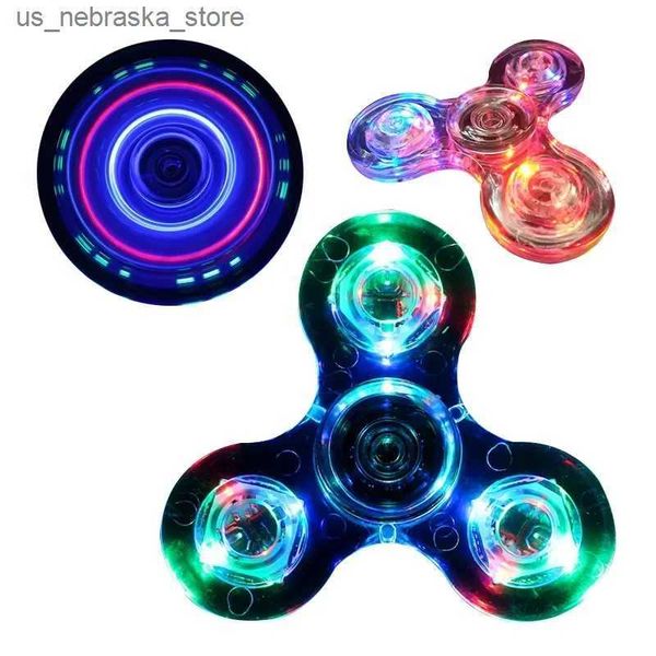 Neuheit Spiele Crystal Luminous LED Fidgetrotatorendruck reduzieren leuchtende Gyroskop -Spielzeug -ADHS, um Angstgeschenk für Erwachsene und Kinder zu lindern Q240418