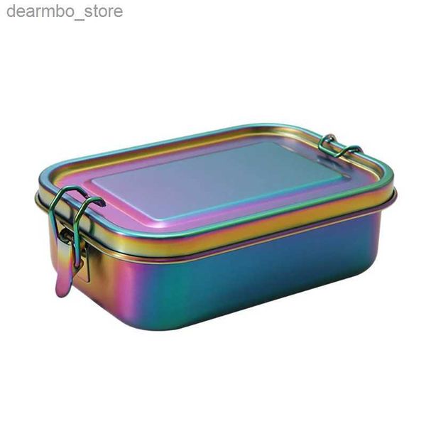 Caixas Bento Box de aço inoxidável Bento Caixa de metal à prova de vazamento com lancheira de divisória removível para crianças e adultos L49