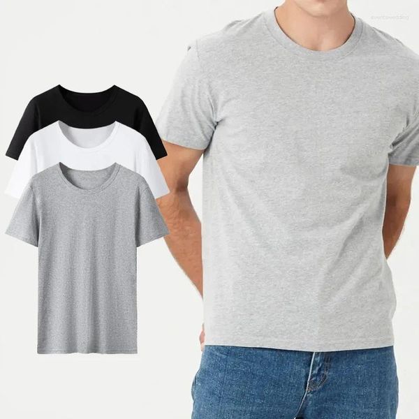 Camisetas de camisetas masculinas de linho de algodão sólido Homens de linhas de algodão solto de pêlos curtos de manga curta