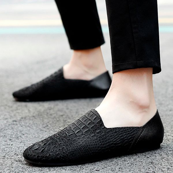 Stiefel Herren Loafer Schuhe echte Leder -Fashion -Freizeitschuhe auf leichten bequemen, maßgeschneiderten Krokodilschuhen rutschen