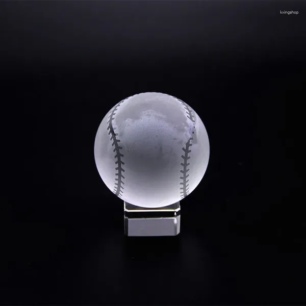 Dekorative Figuren Kristall Ball Sportsportsouvenir Glas Kugel mit Stand Home Office Dekor Ornament Erdung Globus Papiergewicht