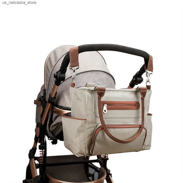 Wickelbeutel Mütter heiße Bag große Kapazität Schwangeres Womans Bag Baby Urin Stofftuch Multifunktional wasserdichte Kinderwagen Rucksack Q240418