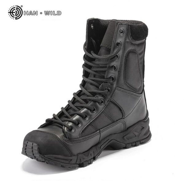 Botas do exército militar Men Black Leather Desert Combat Work Sapatos de inverno Mens tornozelo Tactical Boot Man Plus Tamanho 2108307135983