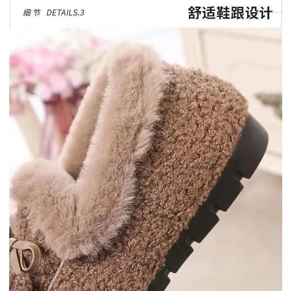 Scarpe casual 2024 Donne peluche indossano inverno caldo più velluto imbottito un pedale in lana non slip in lana di lana ZJ137