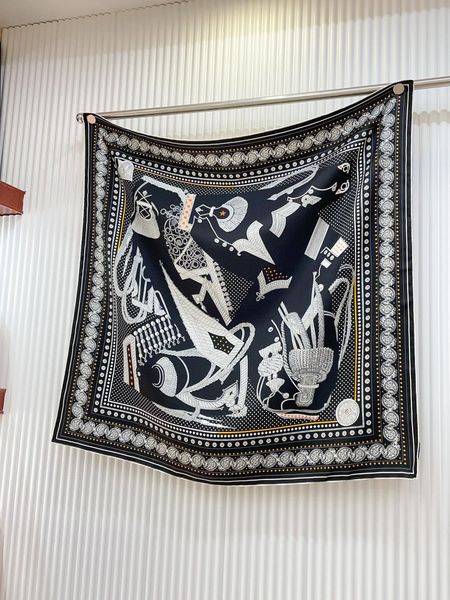 Marca de cavalos de seda lenço de seda marca homens homens lenços de cavalo de verão de traje de cabeça quadrado envolve lenços de pashmina de luxo 90x90cm azul preto laranja