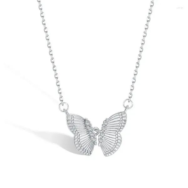 Ketten 925 Sterling Silber Kette Mode eleganter Schmuck Blumen Schmetterling Jade Anhänger Charm Halsketten für Frauen Fein fein