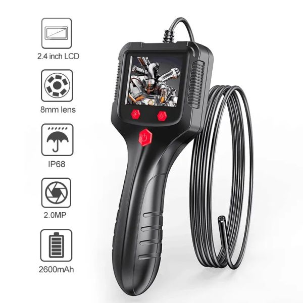 Lens 2.4 IPS ekran endüstriyel endoskop kamera HD1080p boru kanalizasyon muayenesi borescope ip68 su geçirmez LED'ler 2600mAh araba için