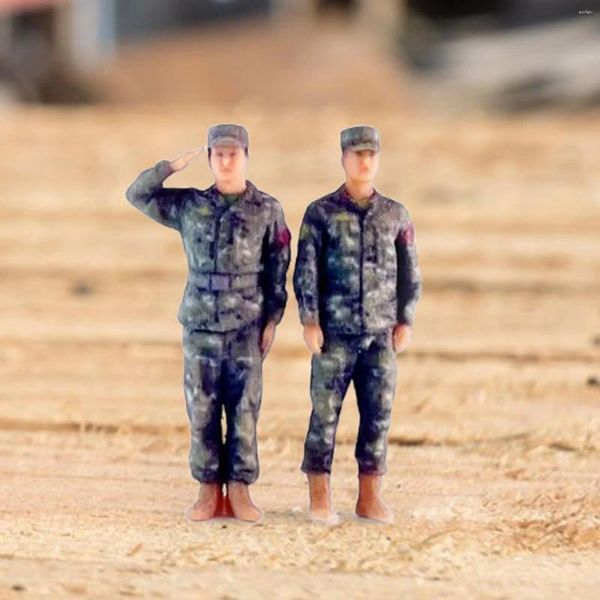 Dekoratif figürinler 2pcs 1/64 ayakta duran erkek reçine mimari bina okulu proje modeli