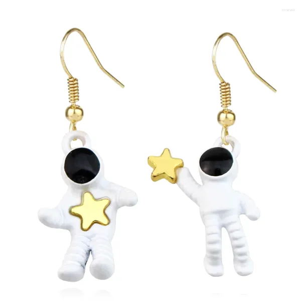 Серьги асимметричные пентаграммы для ушей для девочек космические астронавты подвесная мода звезда женские украшения