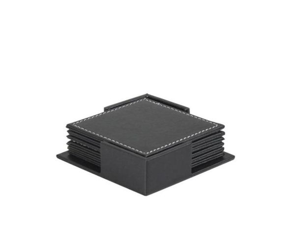 Vollgepochte Matten Pads Icarekit6PCS Leder Office Desk Square Coasters mit Halter für Getränke BCK 46018329280341640084