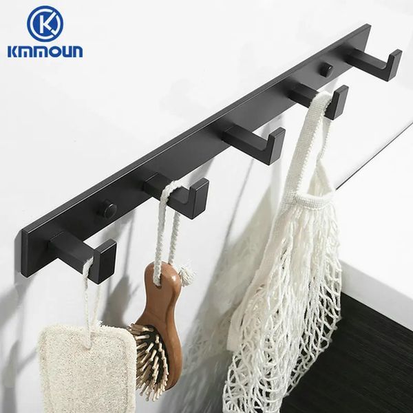 Verdickter schwarzer Raum Aluminium Robe Haken Wand Hang montiertes Handtuch Haken Kleidung Badezimmer Hardware -Tür Hut 240407