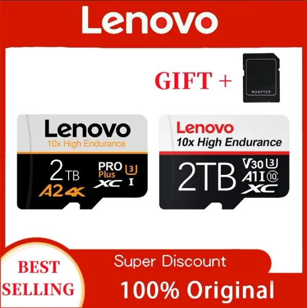 Cartões Lenovo SD Card 2TB 1TB 512GB U3 V30 CARTA DE MEMÓRIA FLASH MINI CLASS CLASSE10 UHSI CARTÃO DE MEMÓRIA 256GB 128GB TF CARD